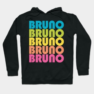 Bruno Music Teacher Bruno Lover Kids Retro Rainbow Hoodie